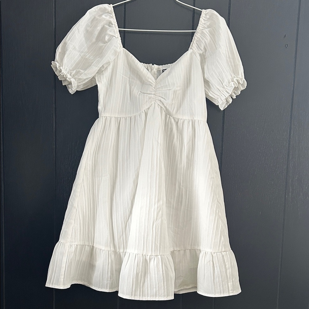 SHEIN Elegant White Ruffle Dress